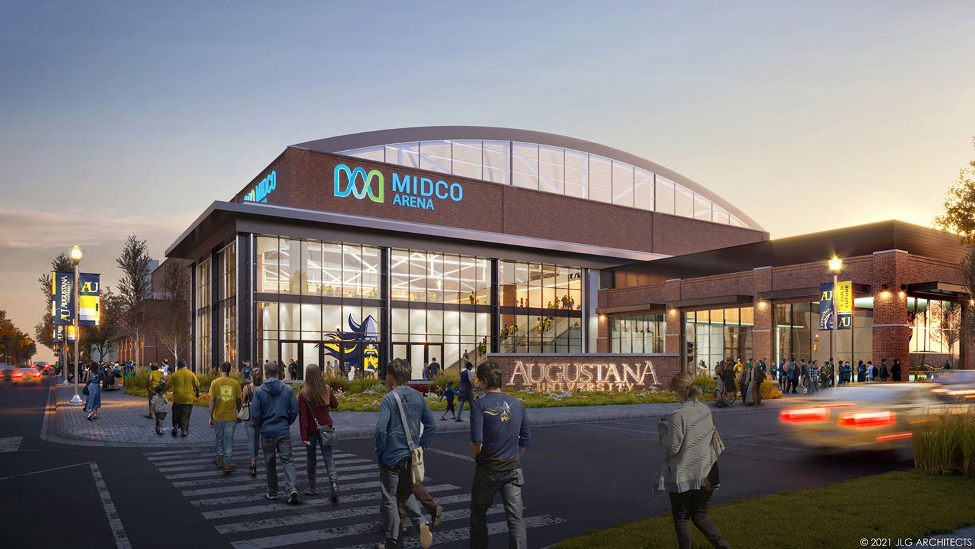 Un photo de l'exterieur du stade Midco à l'université d'Augustana